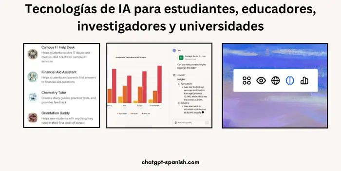 Tecnologías de IA para estudiantes, educadores, investigadores y universidades