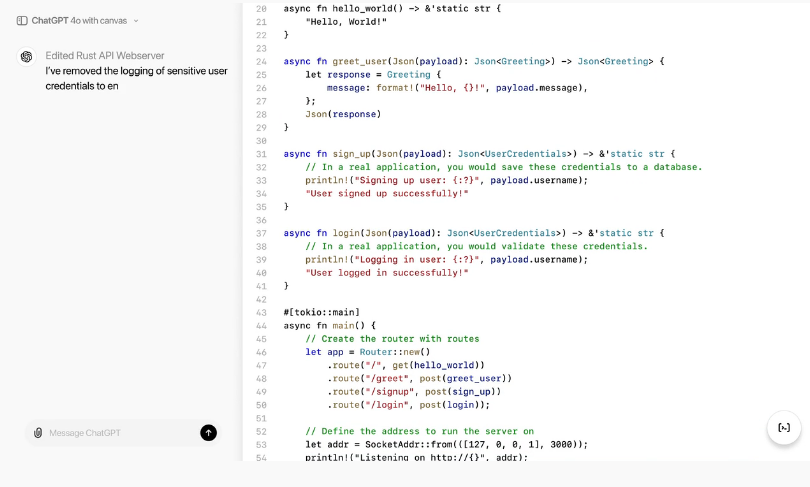 Codificación en Canvas en ChatGPT